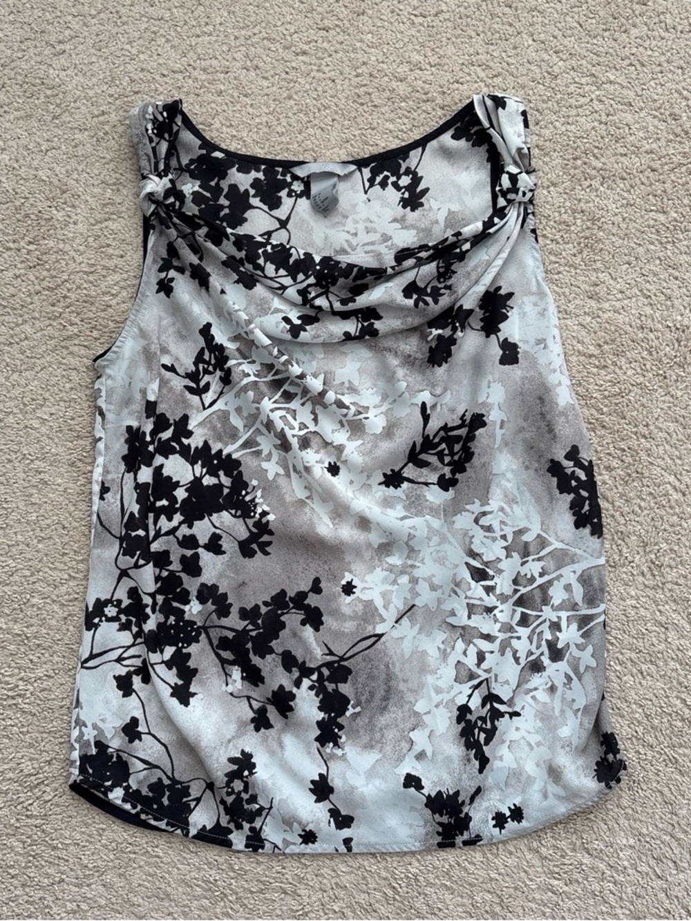 H&M Black & White Floral Cowl Neck Camisole